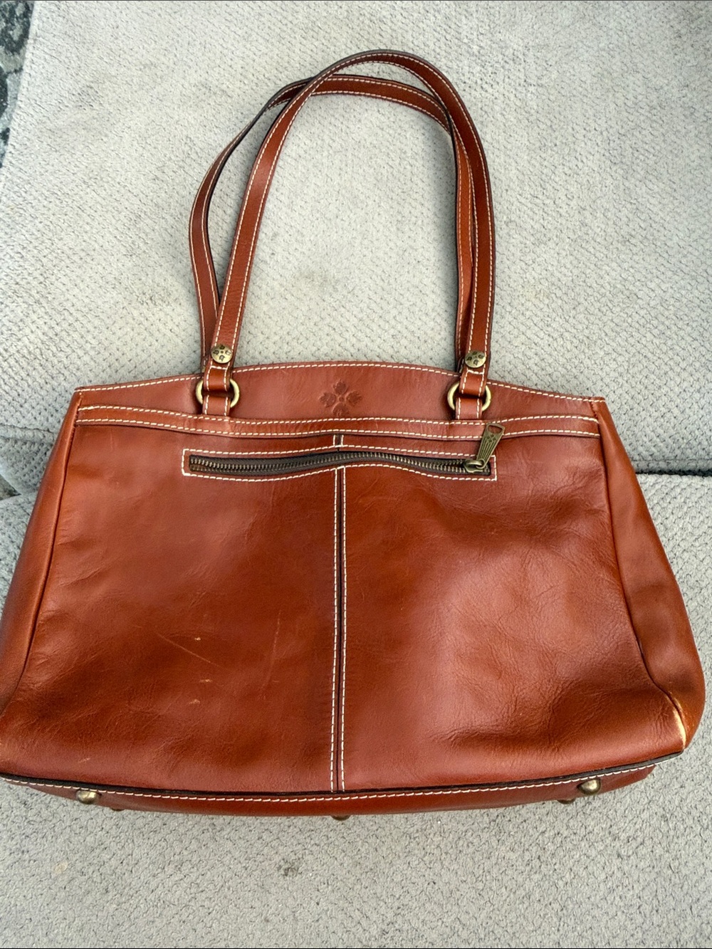 Patricia Nash Cognac Leather Double-Handle Shoulder Tote